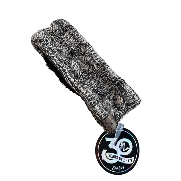 Zephyr Ball State Headband OSFA Ear Warmer Black Gray College Knit Outdoor NEW - Picture 1 of 6